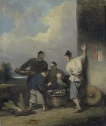 Coolies Round the Food Vendor's Stall von George Chinnery