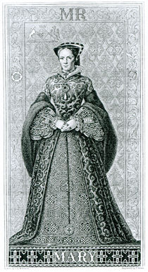 Queen Mary I engraved by T.Brown by Hans Eworth or Ewoutsz