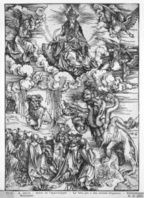 Scene from the Apocalypse, The seven-headed and ten-horned dragon by Albrecht Dürer