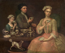 A Family of Three at Tea, c.1727 by Richard Collins