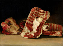 Still life of Sheep's Ribs and Head - The Butcher's counter by Francisco Jose de Goya y Lucientes