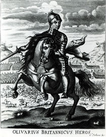 Equestrian portrait of Oliver Cromwell by English School