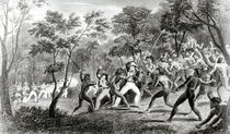 Attack of the Natives of Gambier Islands von Richard B. Beechey