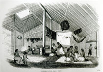 Inside a Tahitan Hut, from 'Voyages dans Les Deux Oceans' by French School