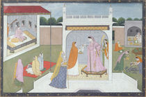 Palace Lady with her maids by Indian School