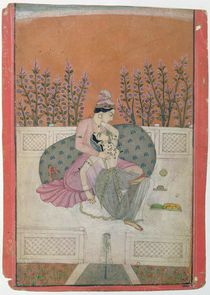 Lovers on a Terrace, Pahari by Indian School