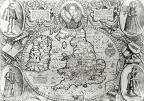 Map of England during the reign of Queen Elizabeth I von English School