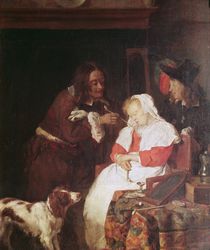 Two Men with a Sleeping Woman by Gabriel Metsu