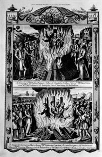 Martyrdom and burning, from 'The New and Complete Book of Martyrs' von English School