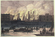 View of a fire at Whitehall Palace von English School