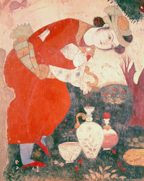Woman pouring Wine in the Court of Shah Abbas I von Persian School