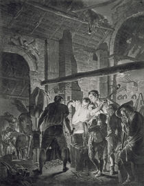 The Blacksmith's Shop, engraved by Richard Earlom von Joseph Wright of Derby