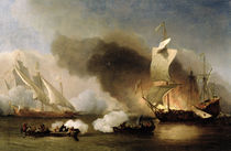 An Action off the Barbary Coast with Galleys and English Ships by Willem van de, the Younger Velde