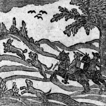 View of a Hunting Scene, from 'ABook of Roxburghe Ballads' von English School