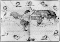 World map tracing Magellan's world voyage by Battista Agnese