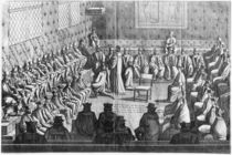 Session of Parliament presided by Regent Anne of Austria and Louis XIV by French School