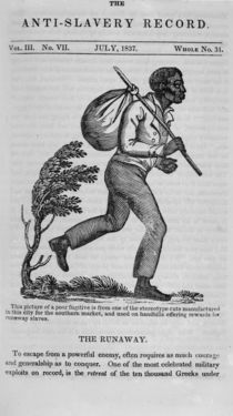 The Runaway, page from the 'Anti-Slavery Record' by American School