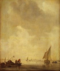 A River Scene, with Fishermen Laying a Net by Jan Josephsz. van Goyen