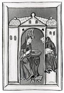 Hildegard of Bingen receiving the Light from Heaven von German School