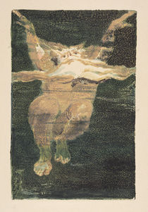A naked man with a floating white beard by William Blake