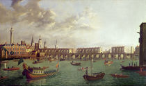 View of Old London Bridge by English School