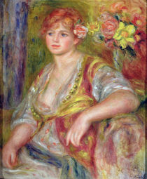Blonde woman with a rose, c.1915-17 by Pierre-Auguste Renoir