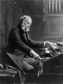 Cesar Franck at the console of the organ at St. Clotilde Basilica by Jeanne Rongier