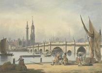 London Bridge and the Monument von Francis Nicholson
