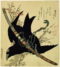 The Little Raven with the Minamoto clan sword von Katsushika Hokusai