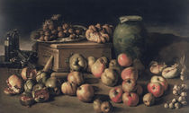 Still life with fruit and a box of fine chocolate by Master of the Fine Chocolate