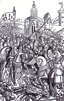 The Battle of Auray, from 'Chroniques de Bretagne' by Alain Bouchard von French School