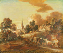 An Imaginary Wooded Village with Drovers and Cattle von Thomas Gainsborough