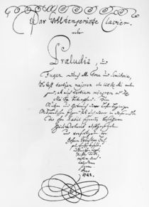 Handwritten Titlepage of The Well Tempered Piano by Johann Sebastian Bach