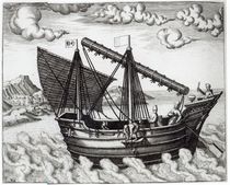 A Chinese Junk, illustration from 'Jan Huyghen van Linschoten von Johannes Baptista van, the Younger Doetechum