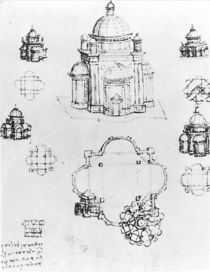 Studies for a building of a centralised plan von Leonardo Da Vinci