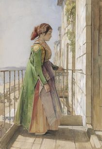 A Greek Girl Standing on a Balcony von John Frederick Lewis