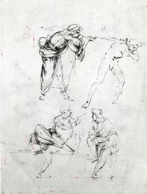 Study of a man blowing a trumpet in another's ear by Leonardo Da Vinci