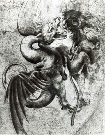 Fight between a Dragon and a Lion by Leonardo Da Vinci