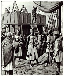Richard I sets sail for the Holy Land by English School