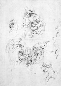 Studies for a Madonna with a cat von Leonardo Da Vinci
