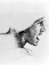 Study for the head of a soldier in 'The Battle of Anghiari' von Leonardo Da Vinci