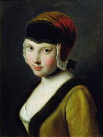 A girl with a black mask by Pietro Antonio Rotari