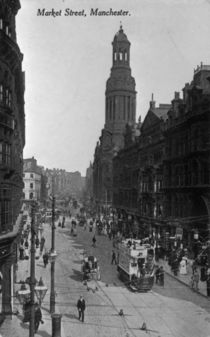 Market Street, Manchester, c.1910 von English Photographer