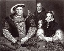 Henry VIII, his daughter Queen Mary and Will Somers by English School
