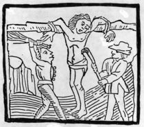 Whipping a Vagabond during the Tudor period by English School