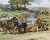 Gypsy Encampment, Appleby, 1919 von John Atkinson