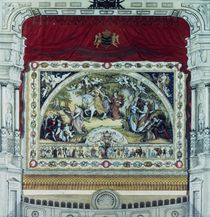 Stage and decorative curtain of the Dresden theatre von German School