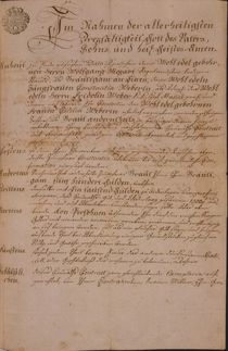 Marriage certificate of Wolfgang Amadeus Mozart and Constanze Weber von Austrian School