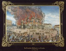 Fire at the Royal Theatre in Dresden on 21st September 1869 von German School
