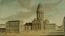 View of the Gendarmenmarkt with the French playhouse and cathedral von Karl Friedrich Fechhelm